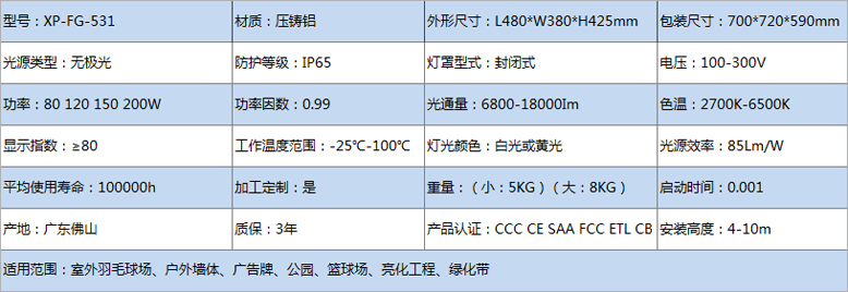 室外羽毛球场灯